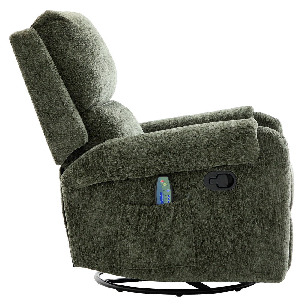 Manual Recliner Massage Chair With Swivel Rocker, 8 Massage Modes, Side Storage Pocket