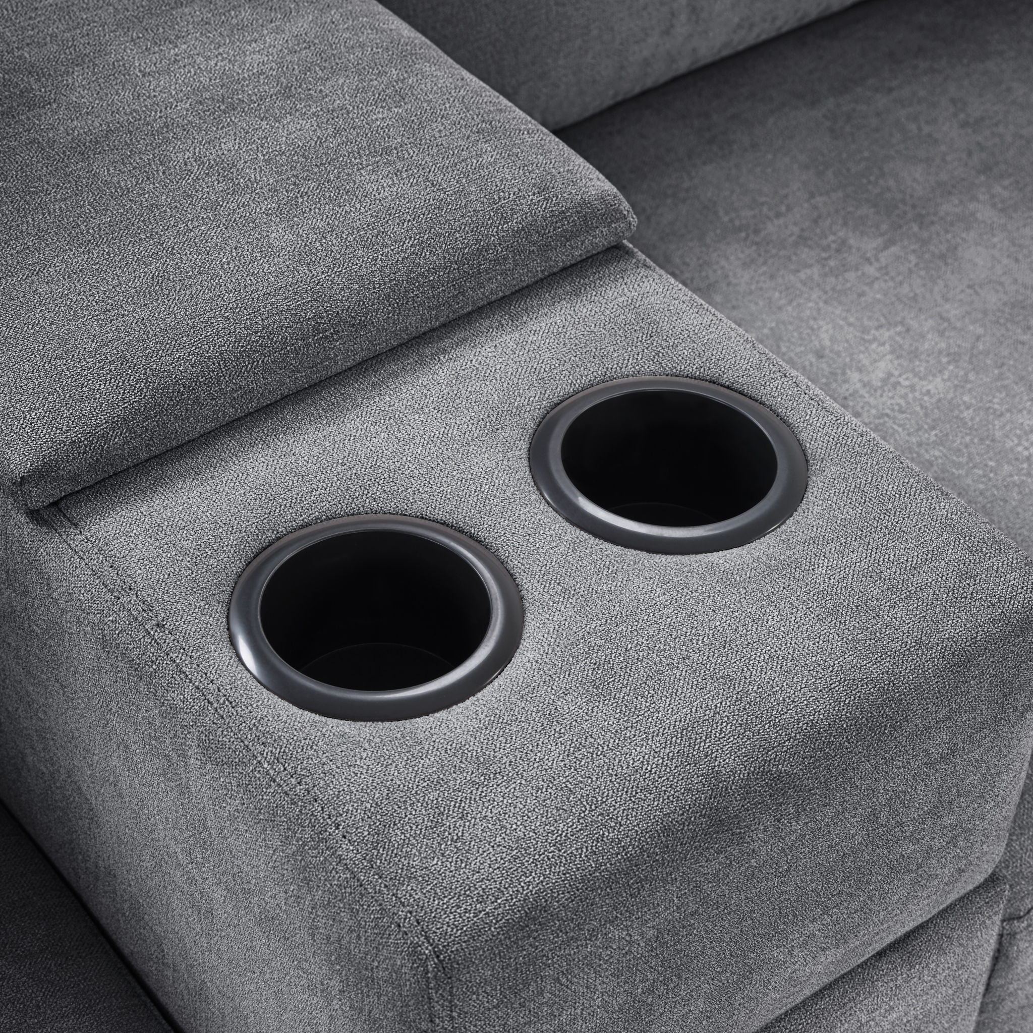 Modular 5 Seat U-Shape Sectional Sofa With Chaise Lounge, Built In Cup Holders And Storage Drawer