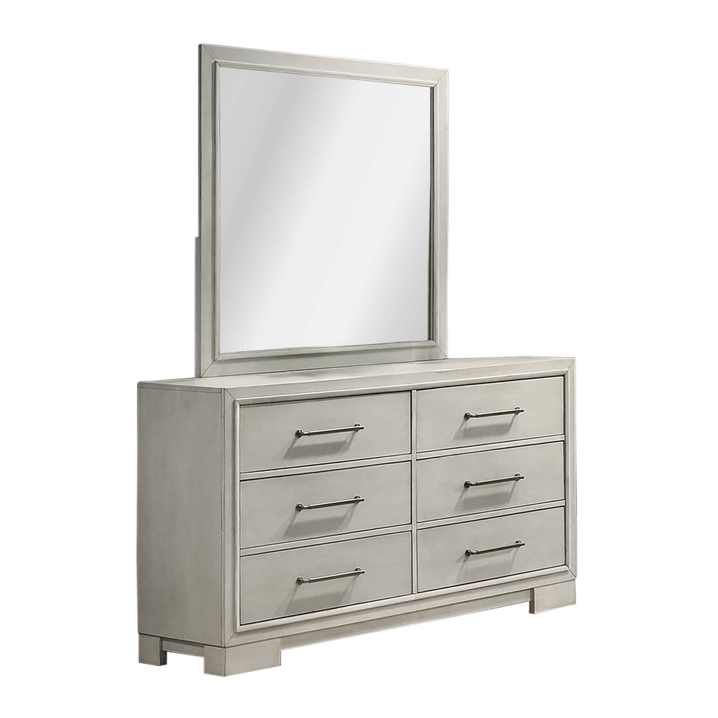 Dresser With Square Legs And Sleek Handles - Antique White