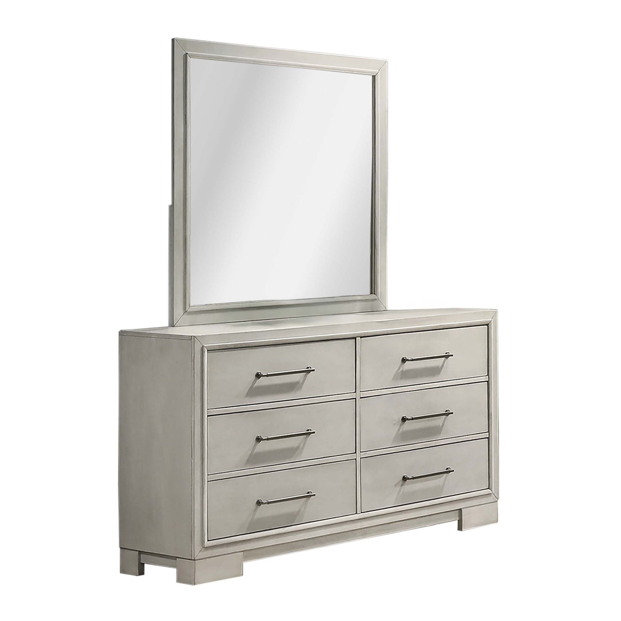 Dresser With Square Legs And Sleek Handles - Antique White