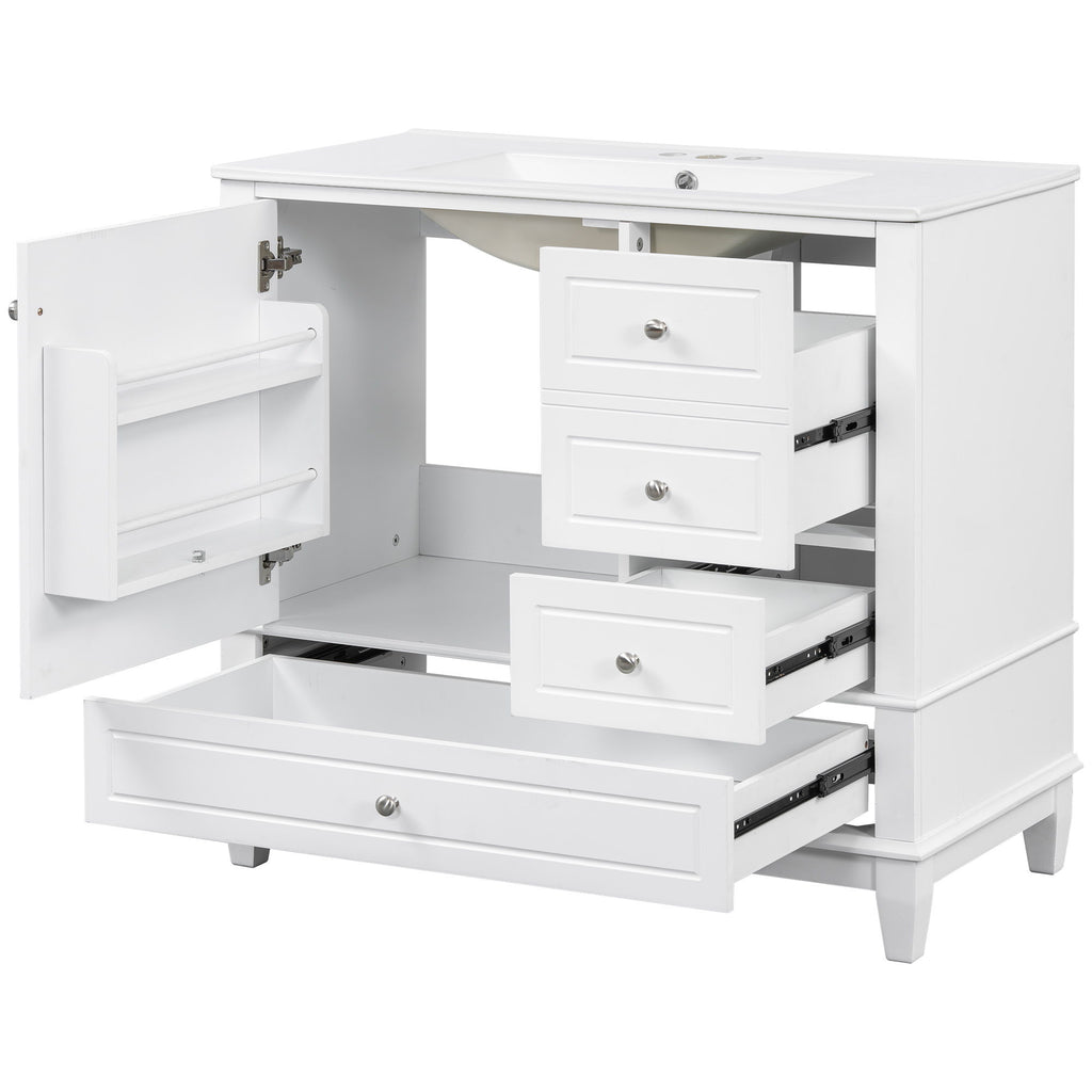 Modern Bathroom Vanity With Sink, 3 Drawers & Cabinet