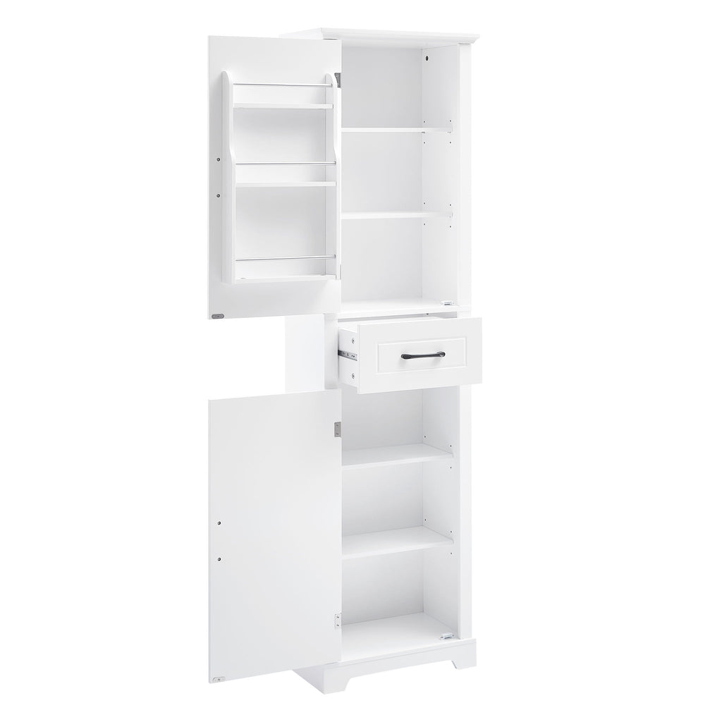 Tall Freestanding Bathroom Storage Cabinet With 2 Doors And Adjustable Shelves