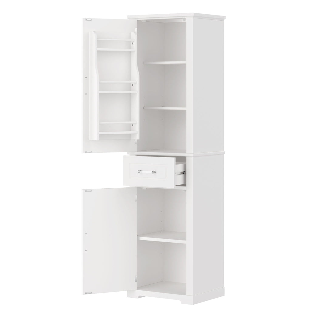 Tall Freestanding Bathroom Storage Cabinet With Adjustable Shelf, 2 Door Design