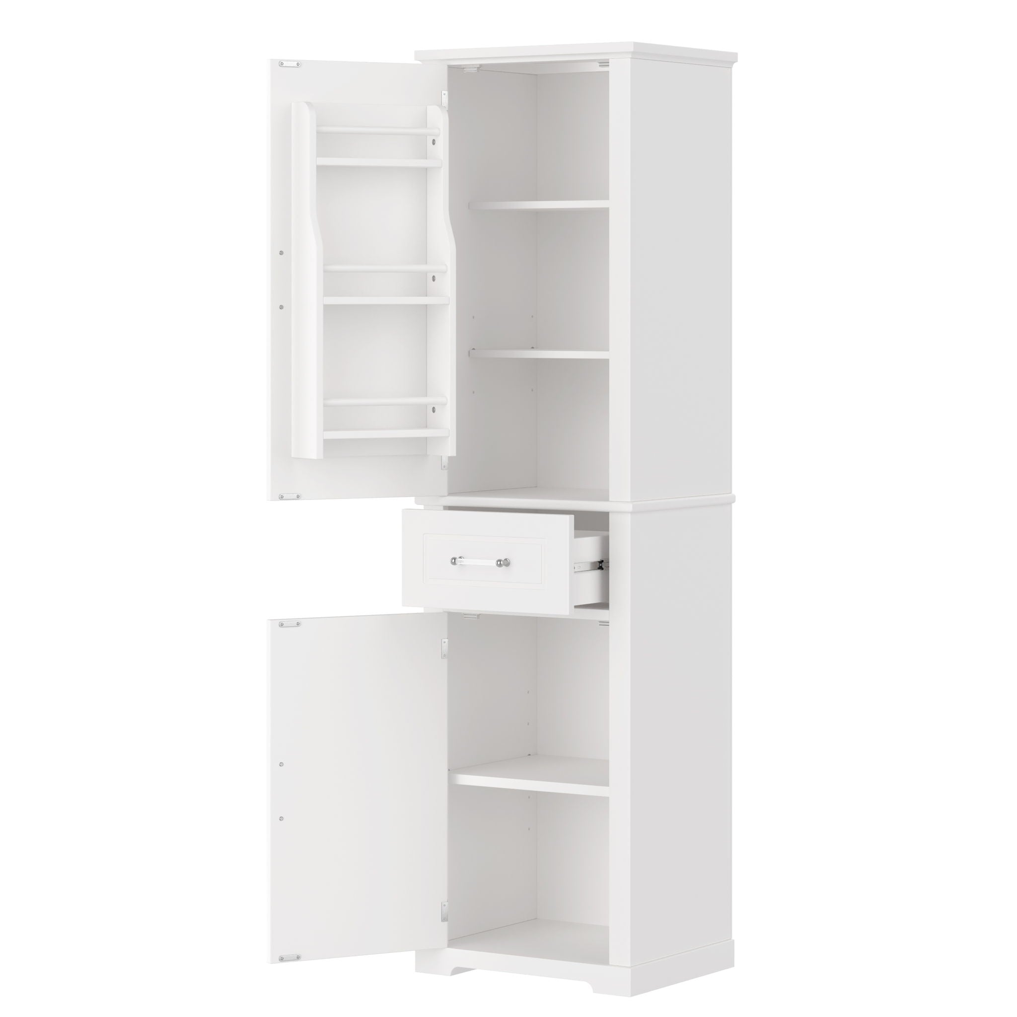 Tall Freestanding Bathroom Storage Cabinet With Adjustable Shelf, 2 Door Design