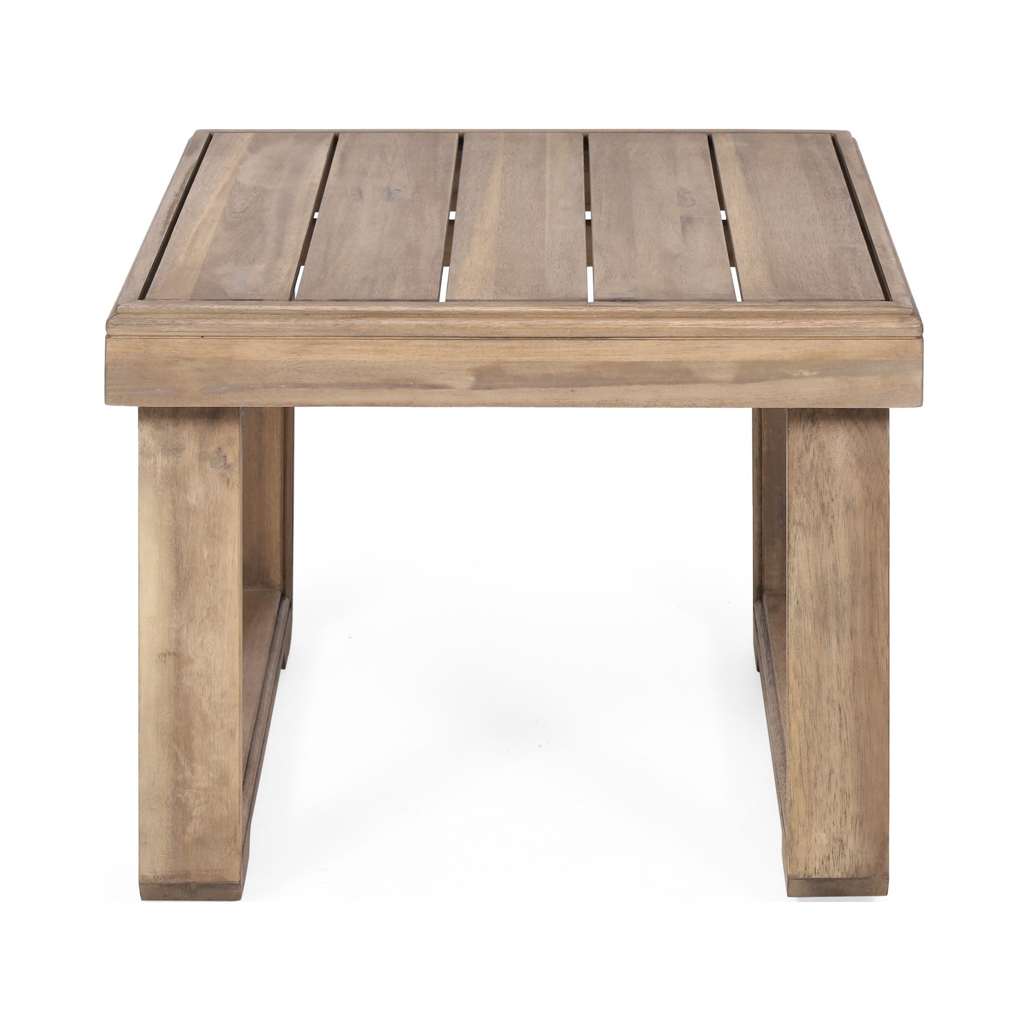 Outdoor Square Side Table With Acacia Wood Frame - Brown