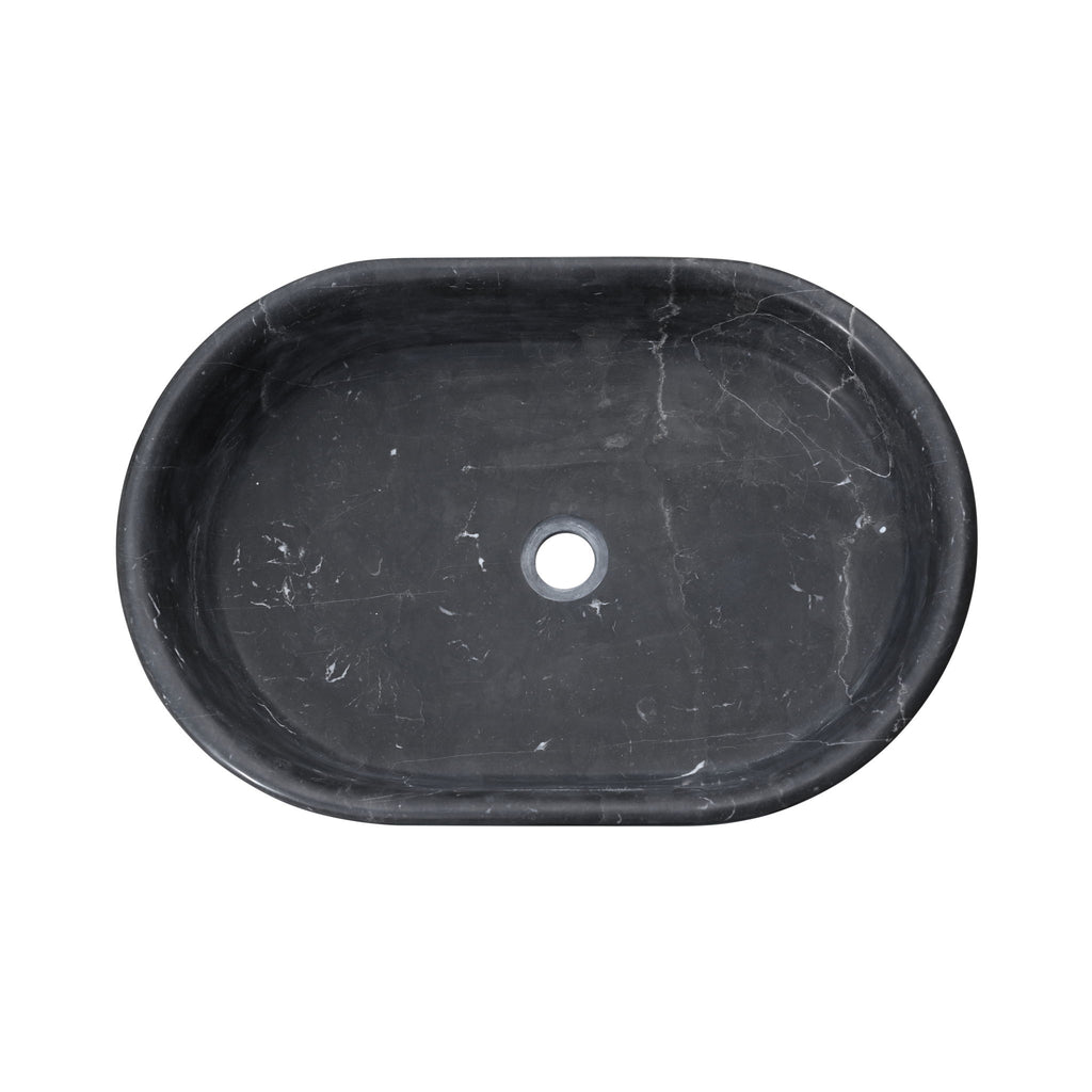 Vessel Sink, Oval Basin, Solid Above-Counter Vanity, Bowl For Master Bathroom - Dark Gray