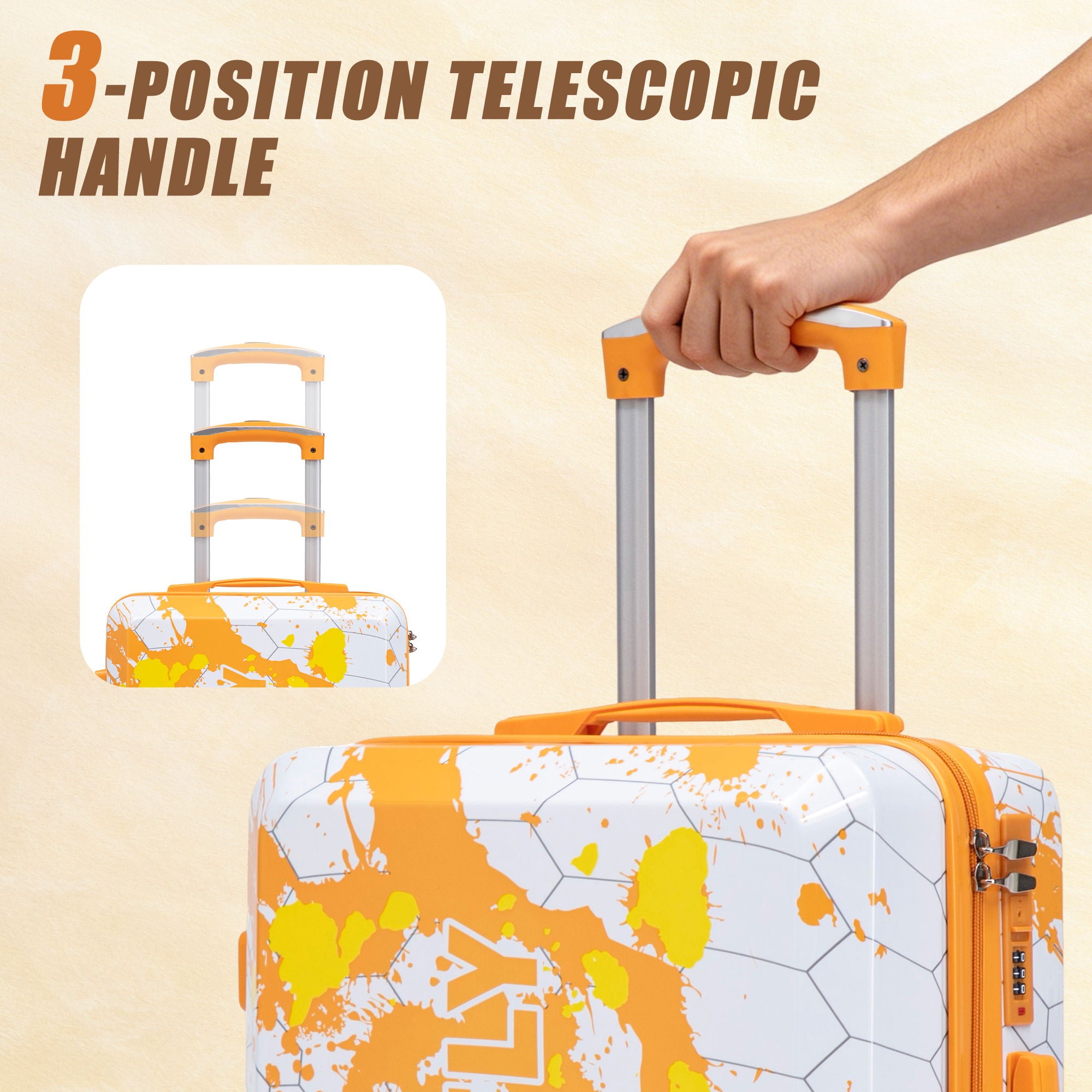 Luggage With Combination Lock, Lightweight Carry-On Suitcase