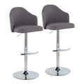 Ahoy - Contemporary Adjustable Barstool With Swivel With Rounded T Footrest (Set of 2) - Gray - Fabric