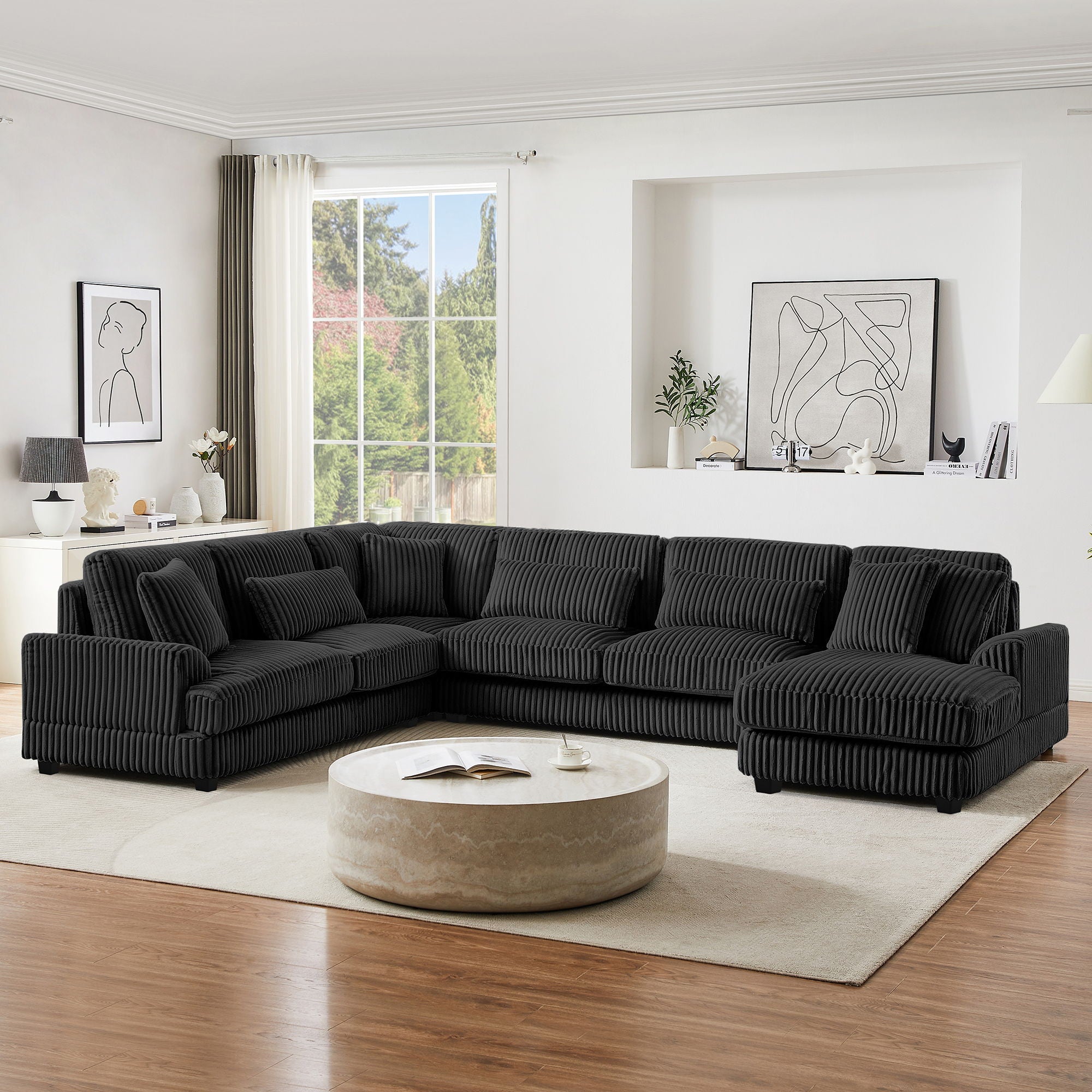 Oversized Sectional Sofa U - Shaped Sofa Couch Modern Sofa Upholstered In Soft With A Chaise Lounge For Living Room