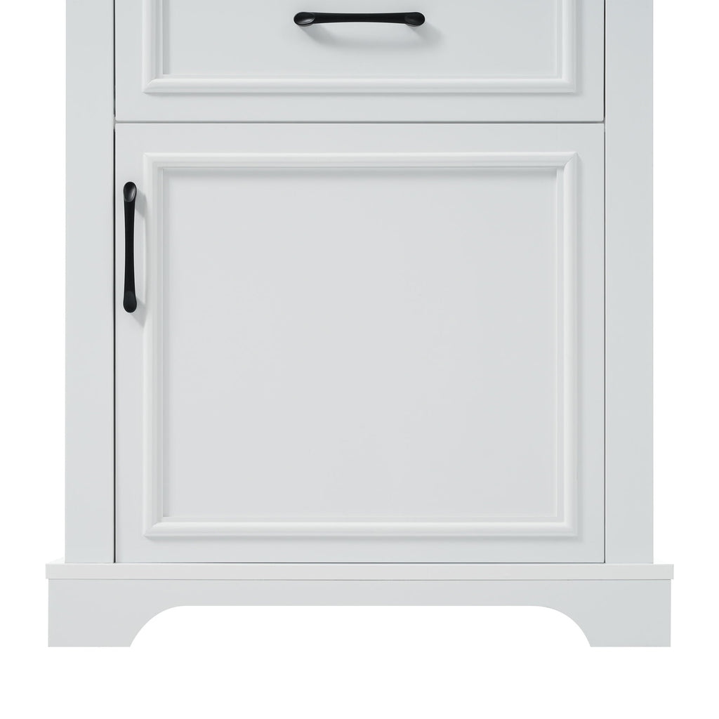 Freestanding Bathroom Vanity Tall With Damping Hinge Doors, Adjustable Shelves - White