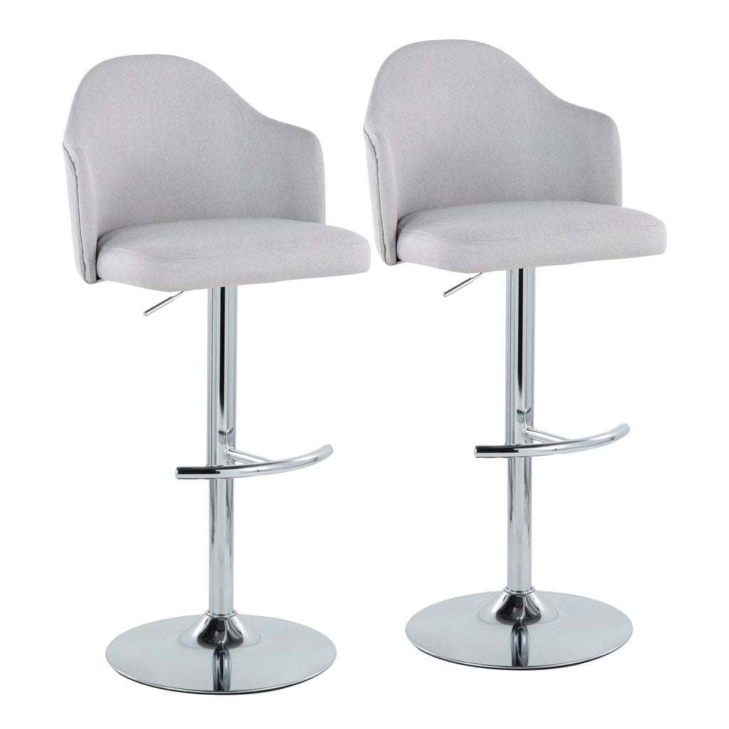 Ahoy - Contemporary Adjustable Barstool With Swivel With Rounded T Footrest (Set of 2) - Gray