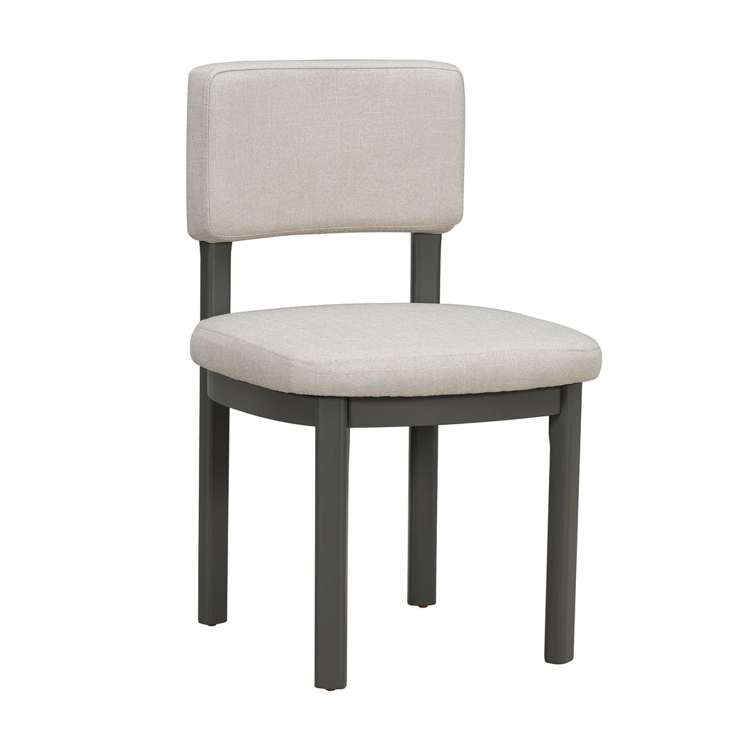 Dining Table Set With 6 Upholstered Chairs, Rectangular Table With Cutout Legs