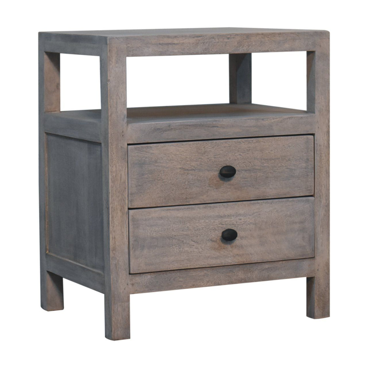2 Drawer Open Bedside Table - Brown