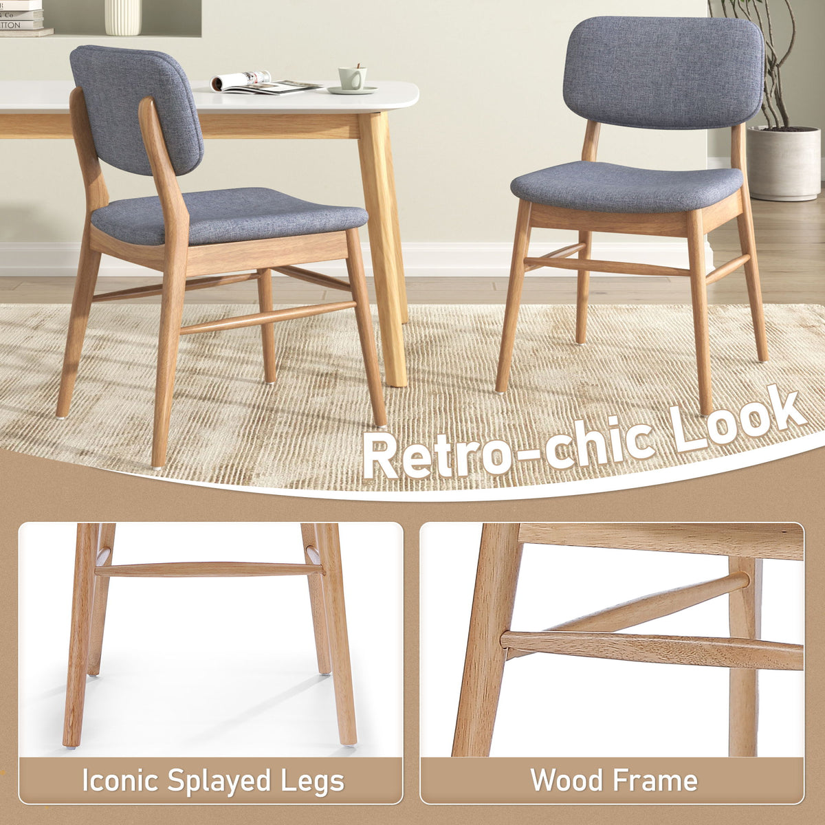 Dining Chair (Set of 2) - Natural / Gray