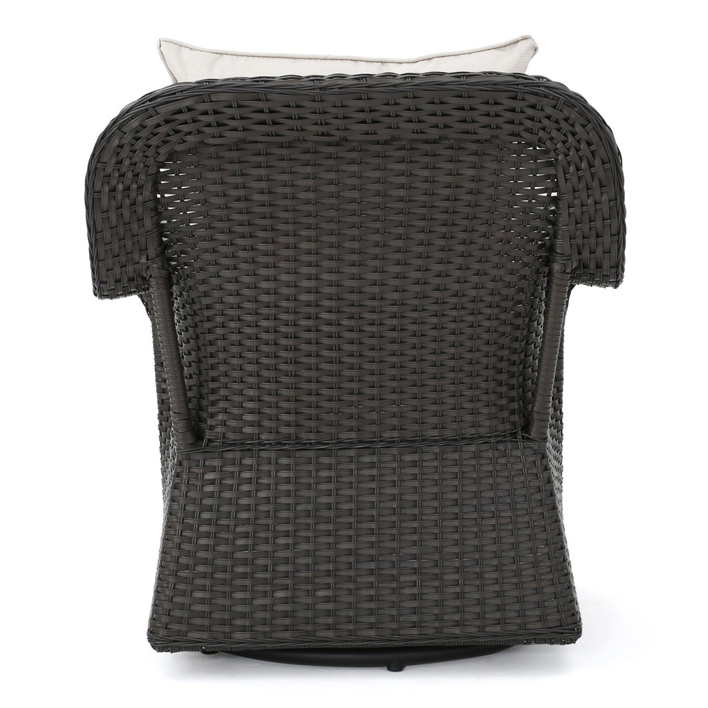 Amaya - Outdoor Swivel Rocker Chair With Water Resistant Cushions - Brown / Beige