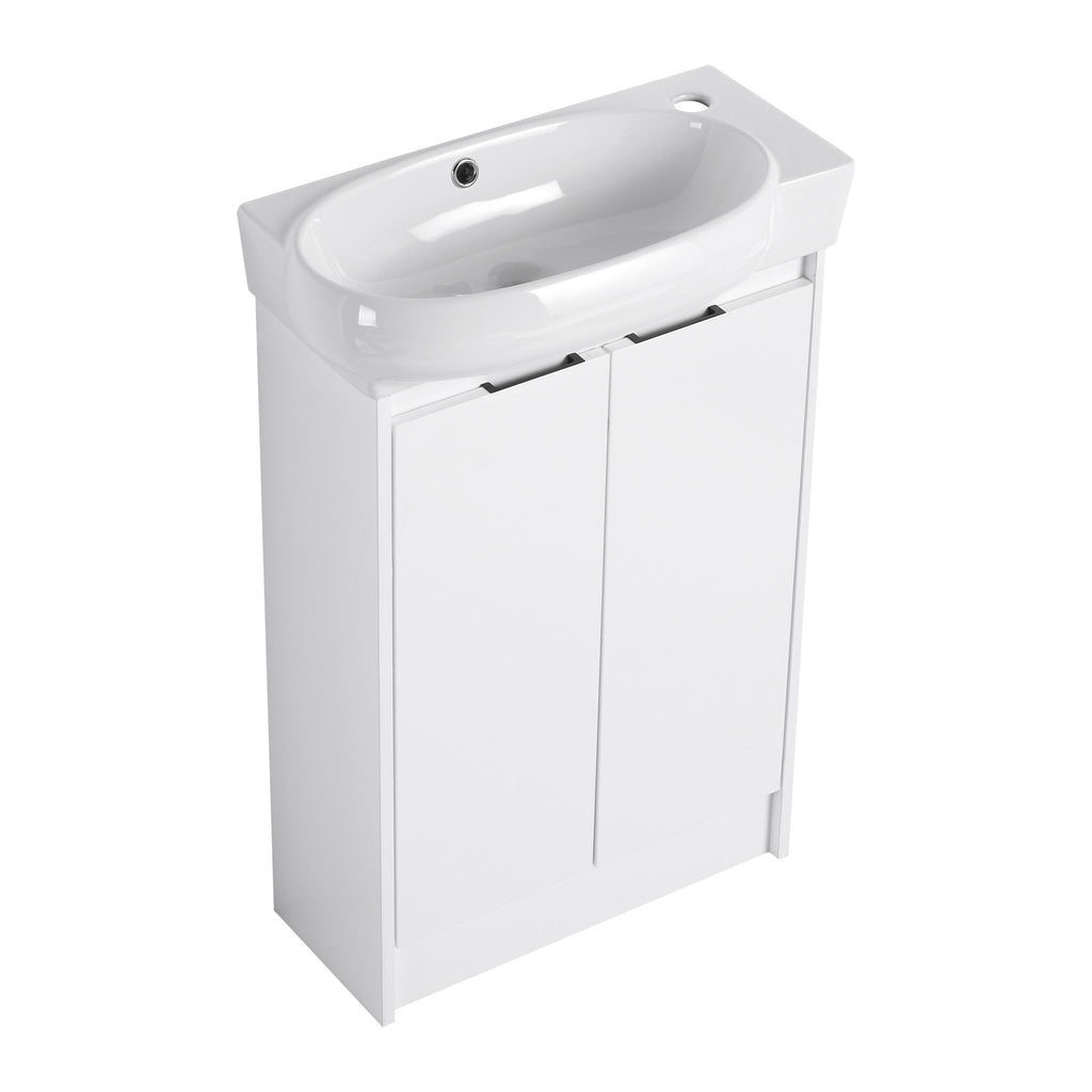 Freestanding Bathroom Vanity With Sink And Storage Rack, Soft Close Doors Base With Basin