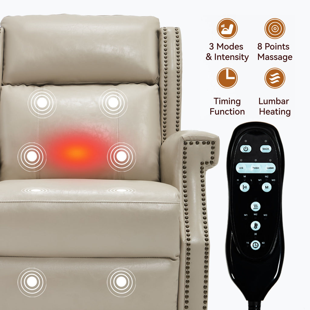 Manual Recliner Chair With Heavy Duty Motion Mechanism, 8 Vibrating Nodes And 3 Massage Modes For Living Room