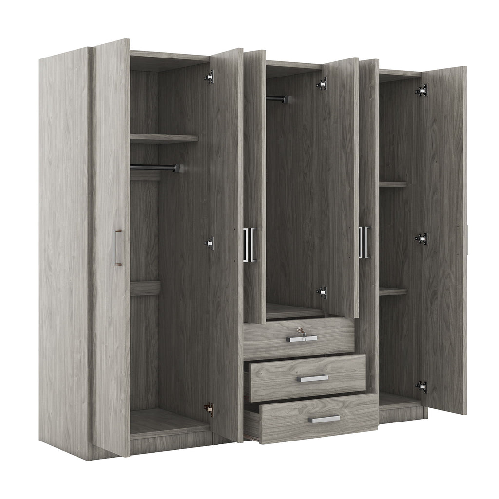 6 Doors Wardrobe Storage For Bedroom, With Big Drawers