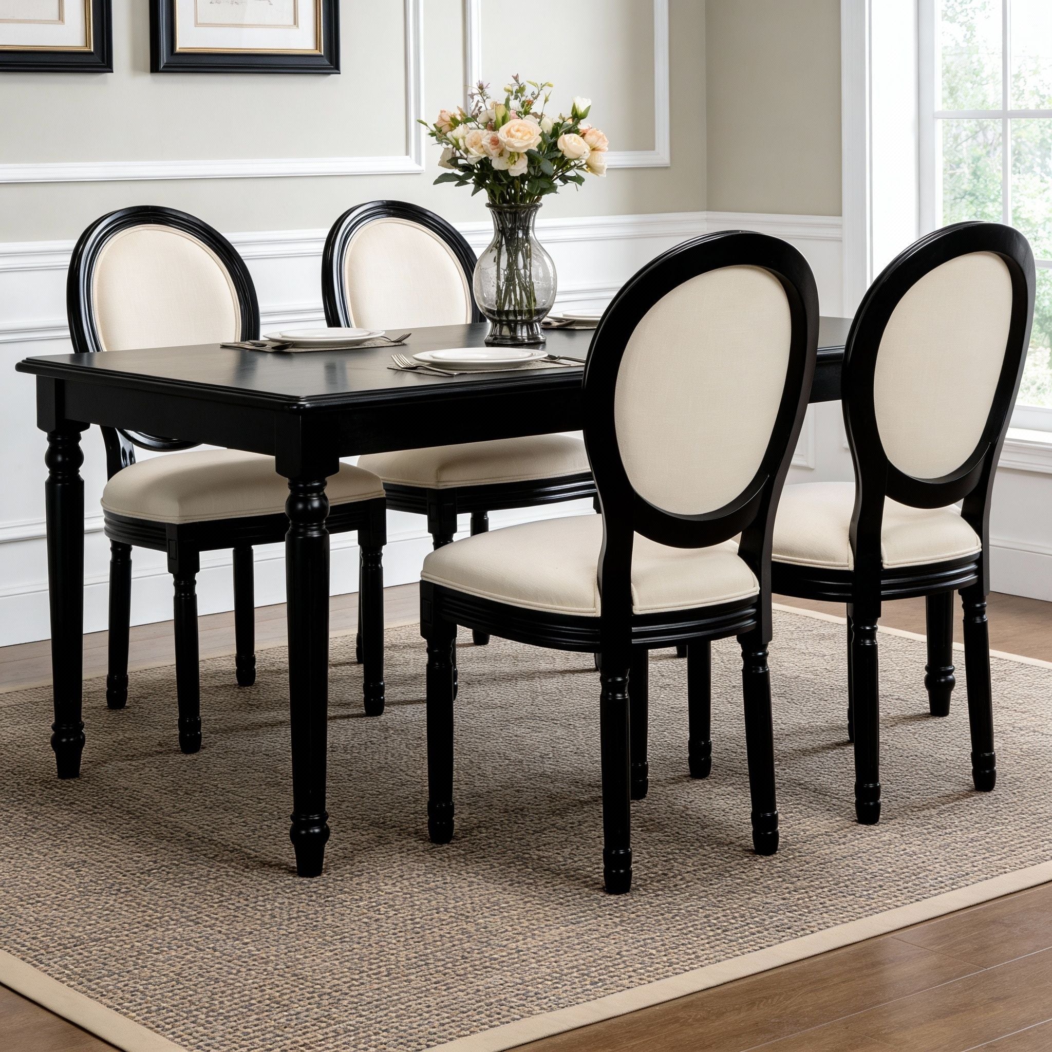 Upholstered & Round Back Dining Chairs (Set of 2)
