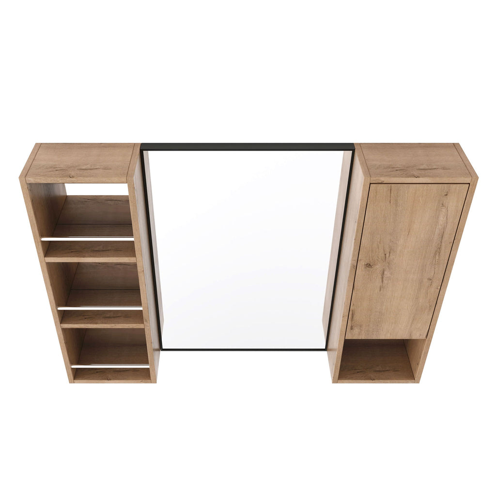 39.4" Wall Mounted Bathroom Cabinet With Storage And - Imitative Oak