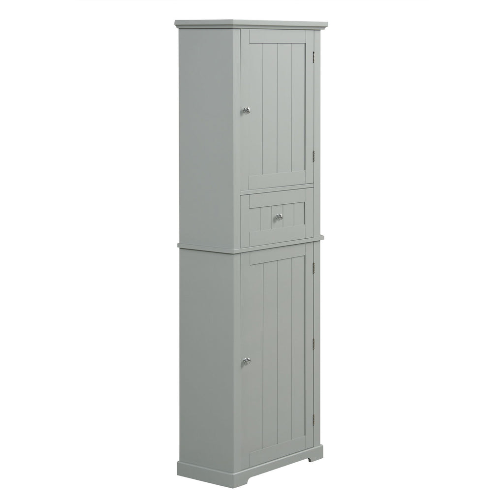 Tall Freestanding Bathroom Storage Cabinet With Drawer And Adjustable Shelf