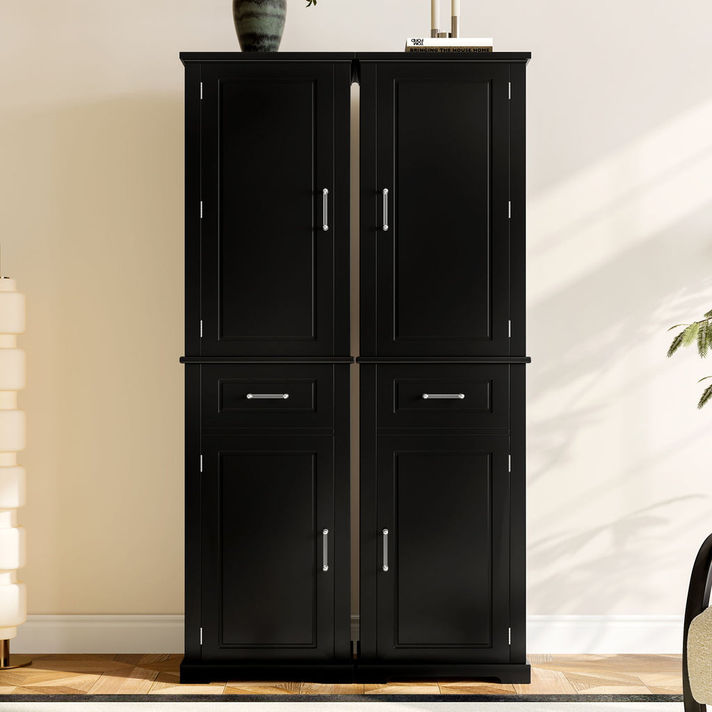 Tall Freestanding Bathroom Storage Cabinet With Adjustable Shelf, 2 Door Design