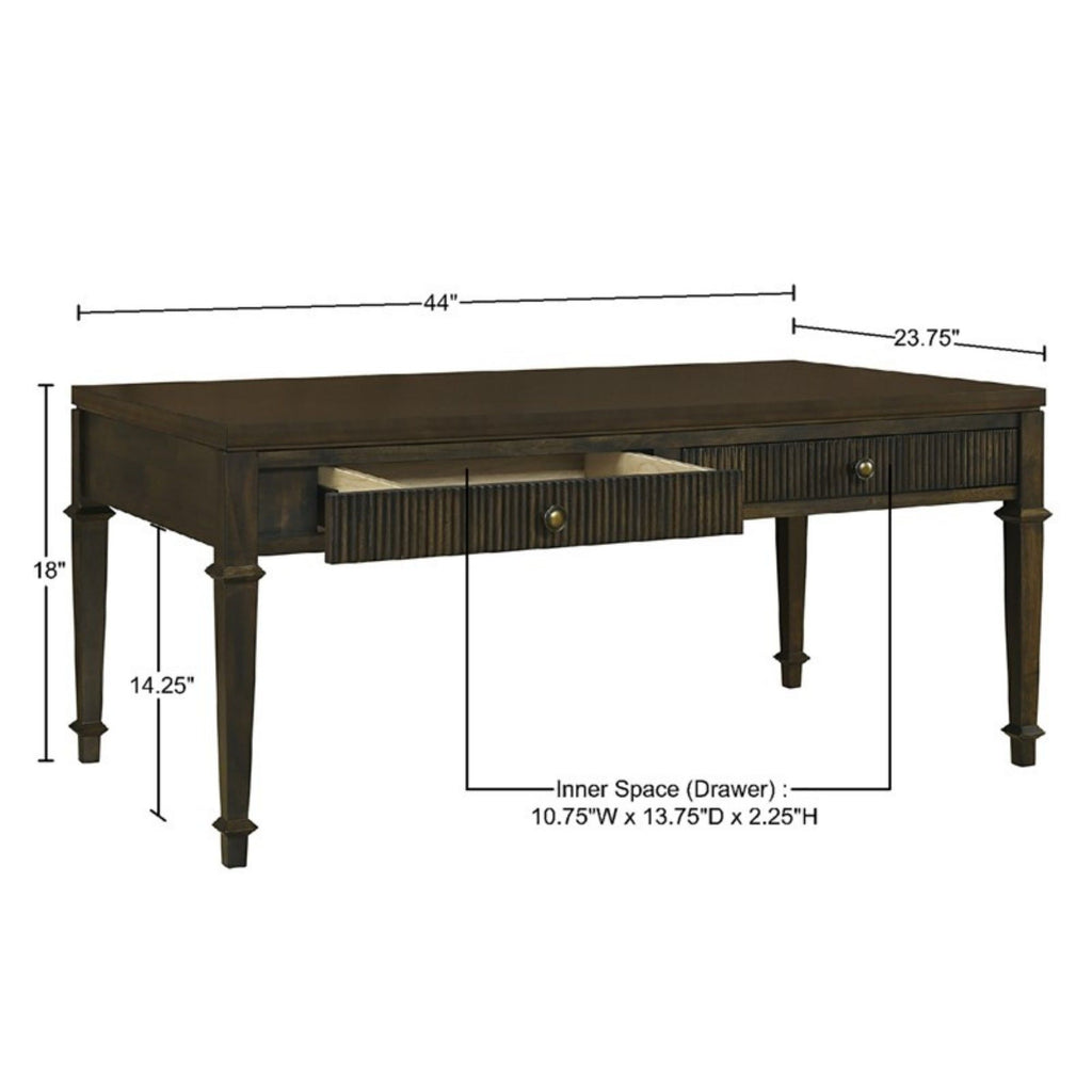 Fluted - 2 Drawer Coffee Table - Brown
