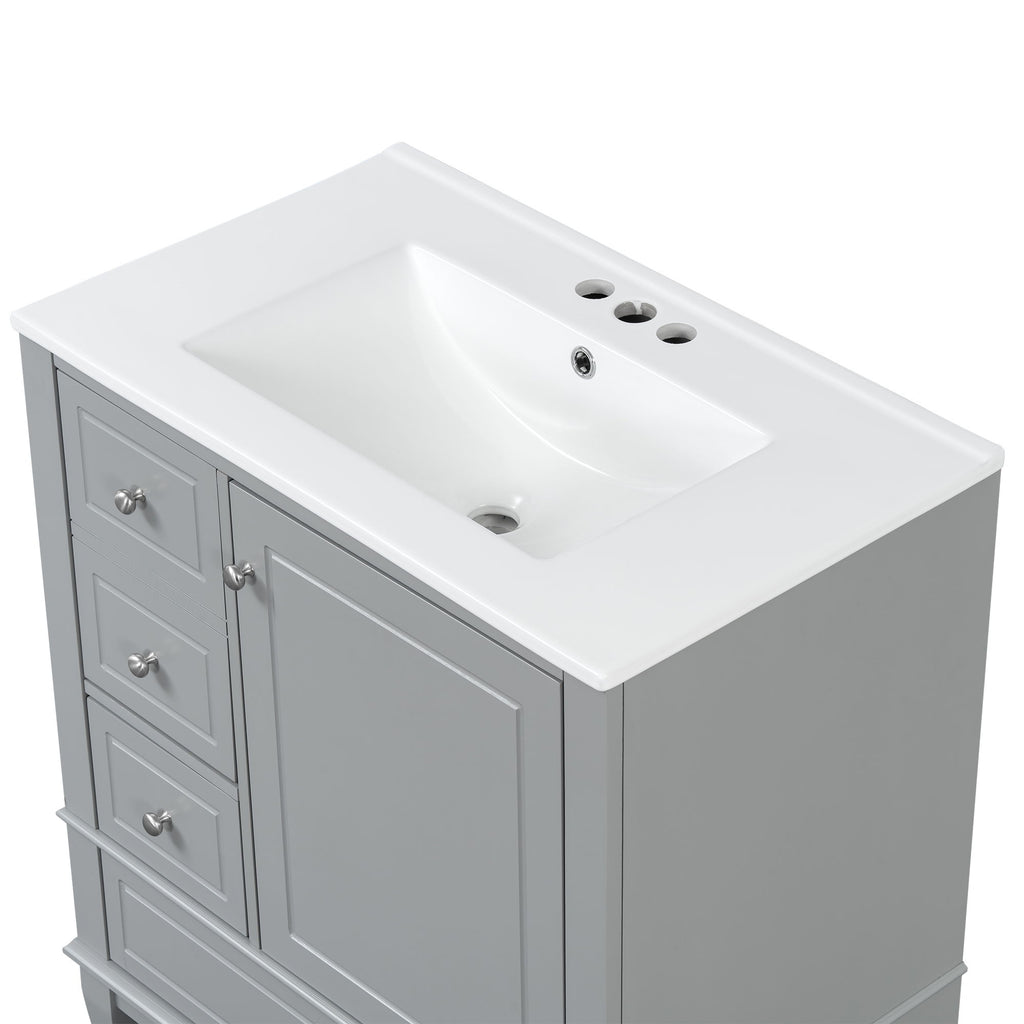 Freestanding Bathroom Vanity With Sink, Soft Close Door, 3 Drawers