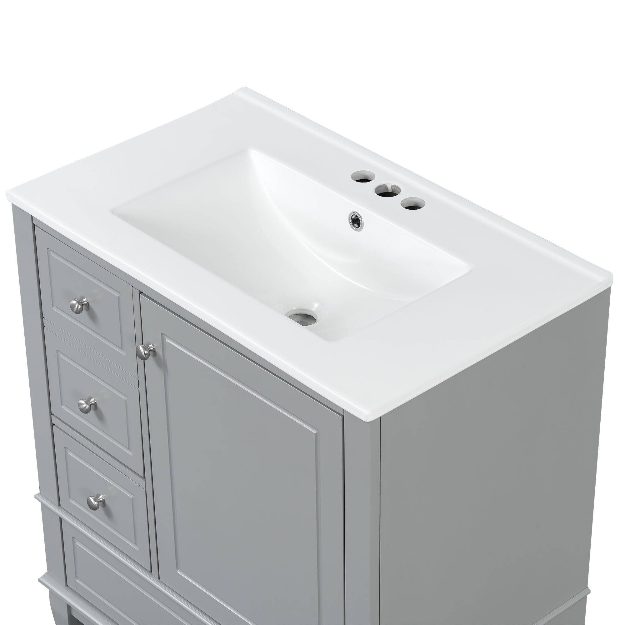 Freestanding Bathroom Vanity With Sink, Soft Close Door, 3 Drawers