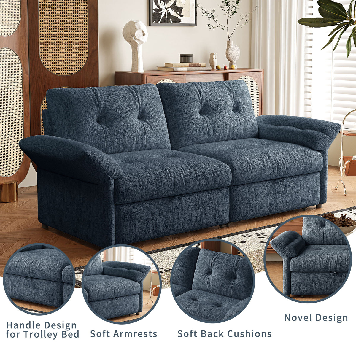 Sofa Bed, 2 In 1 Design For Living Rooms