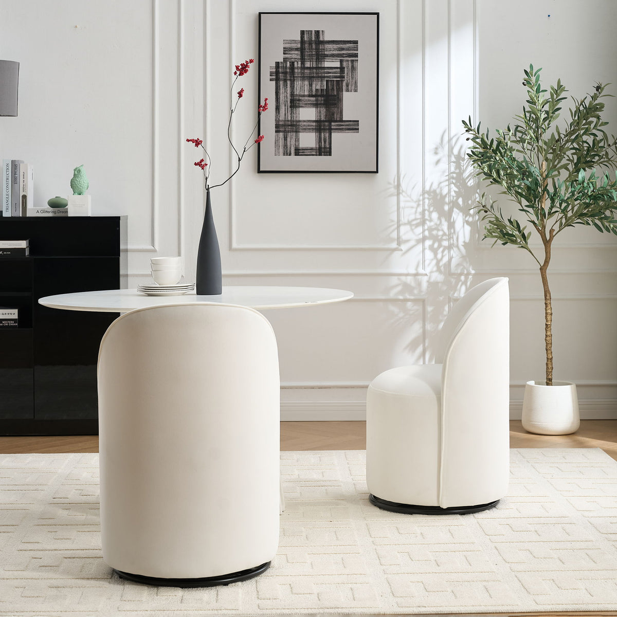 360 Degree Swivel Armless Dining Barrel Chair