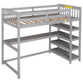 Loft Bed With Storage Shelves And Under Bed Desk