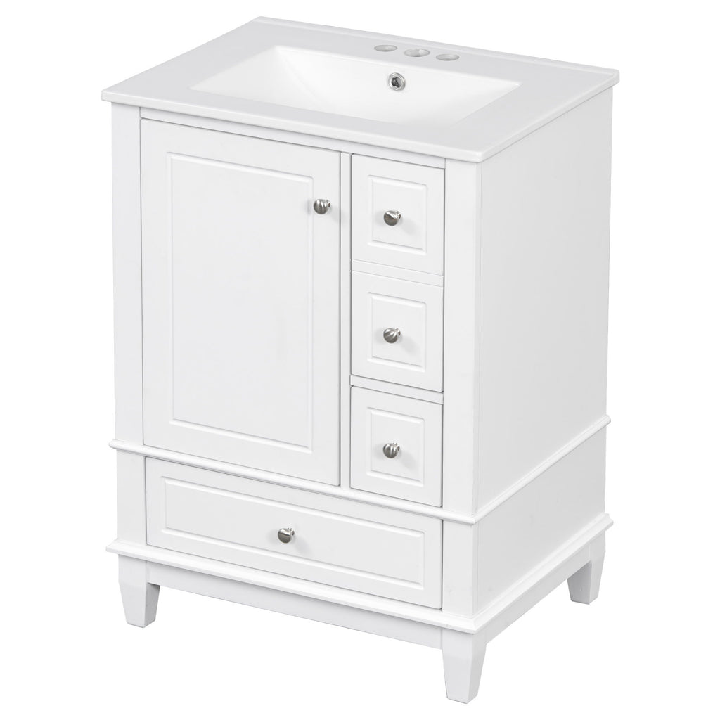 Modern Bathroom Vanity With Sink, Freestanding Cabinet With Drawers And Storage Shelves