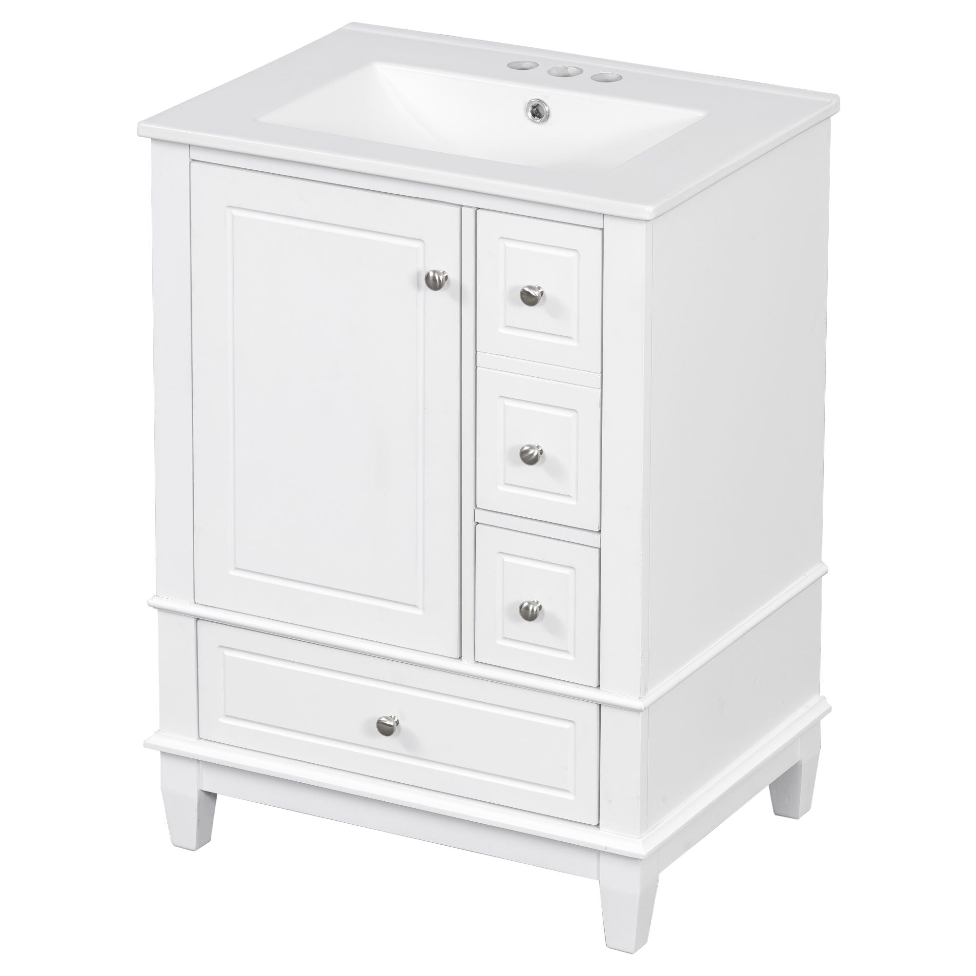 Modern Bathroom Vanity With Sink, Freestanding Cabinet With Drawers And Storage Shelves