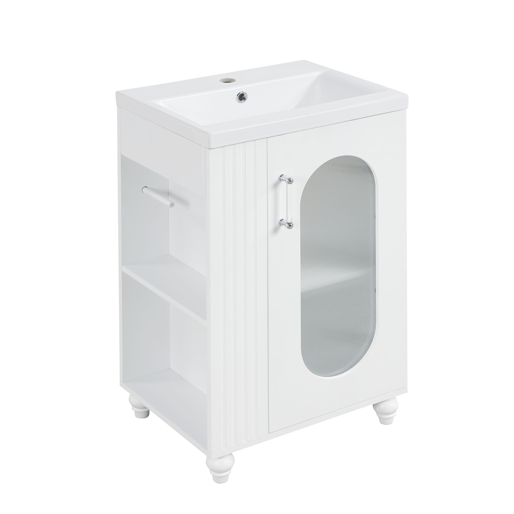 Modern Bathroom Vanity With Sink, Adjustable 2 Tier Shelf