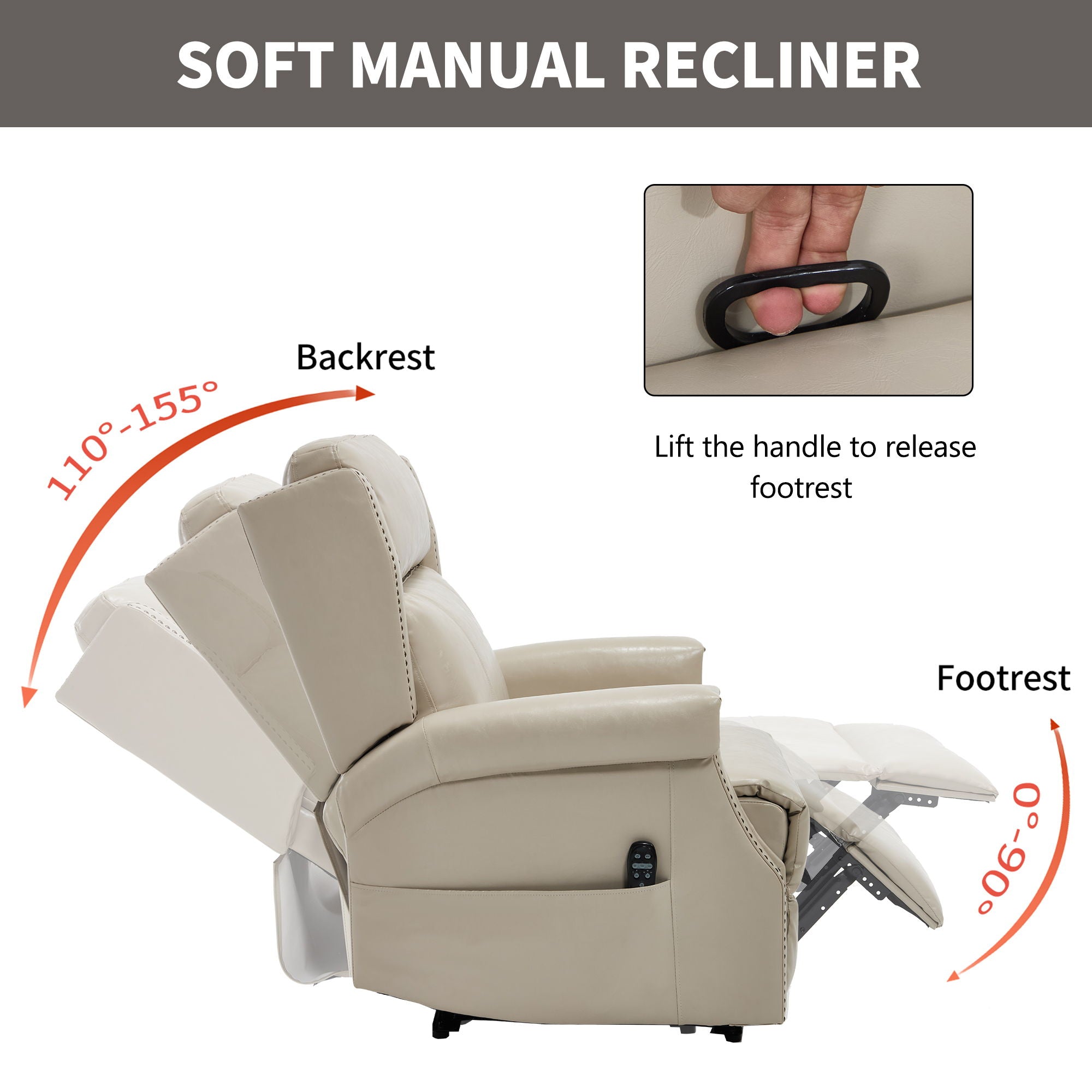Manual Recliner Chair With Heavy Duty Motion Mechanism, 8 Vibrating Nodes And 3 Massage Modes For Living Room
