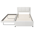 Upholstery Platform Bed With Trundle, Trundle Can Be Flat Or Erected