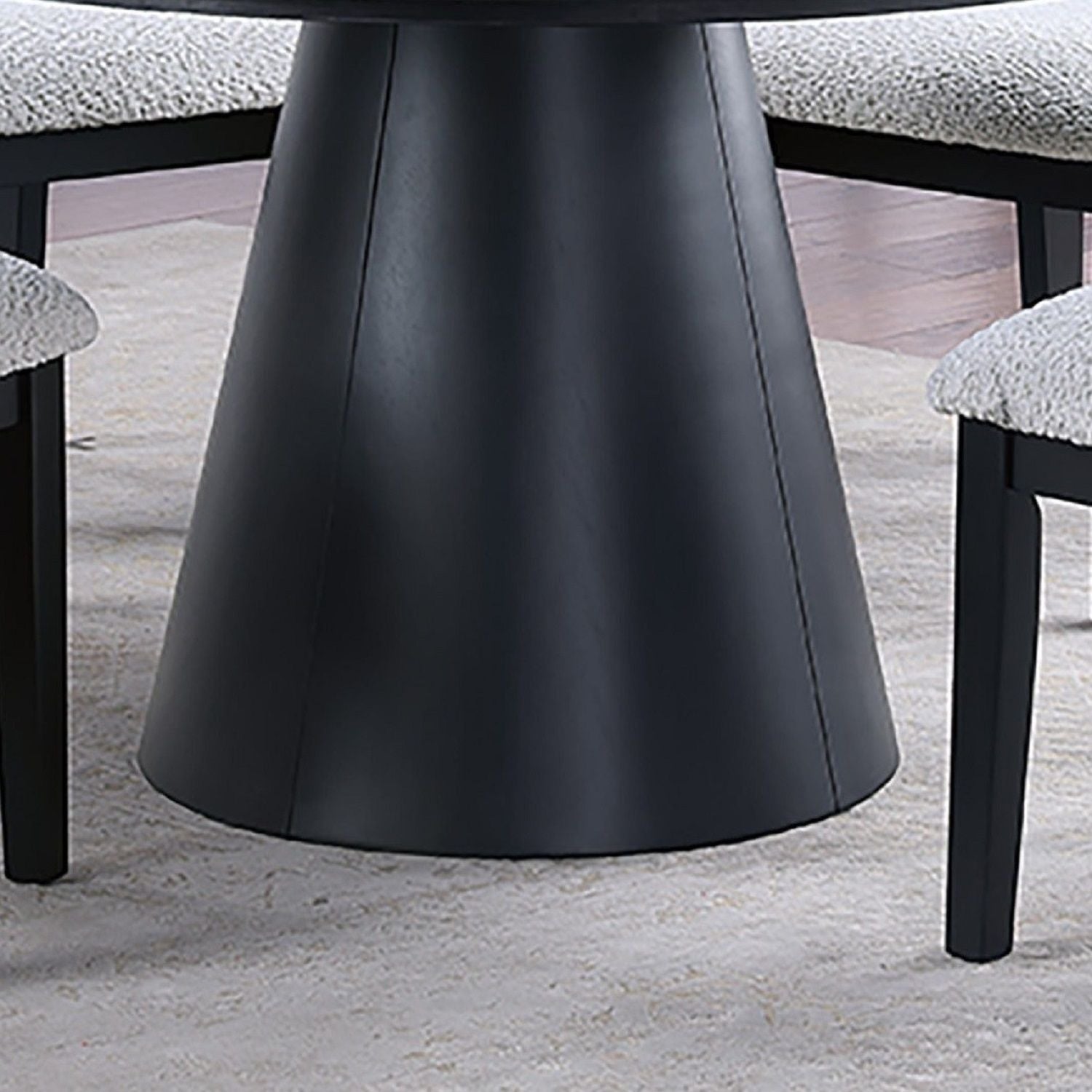 5 Piece Round Dining Set With Upholstered Chairs - Black / White