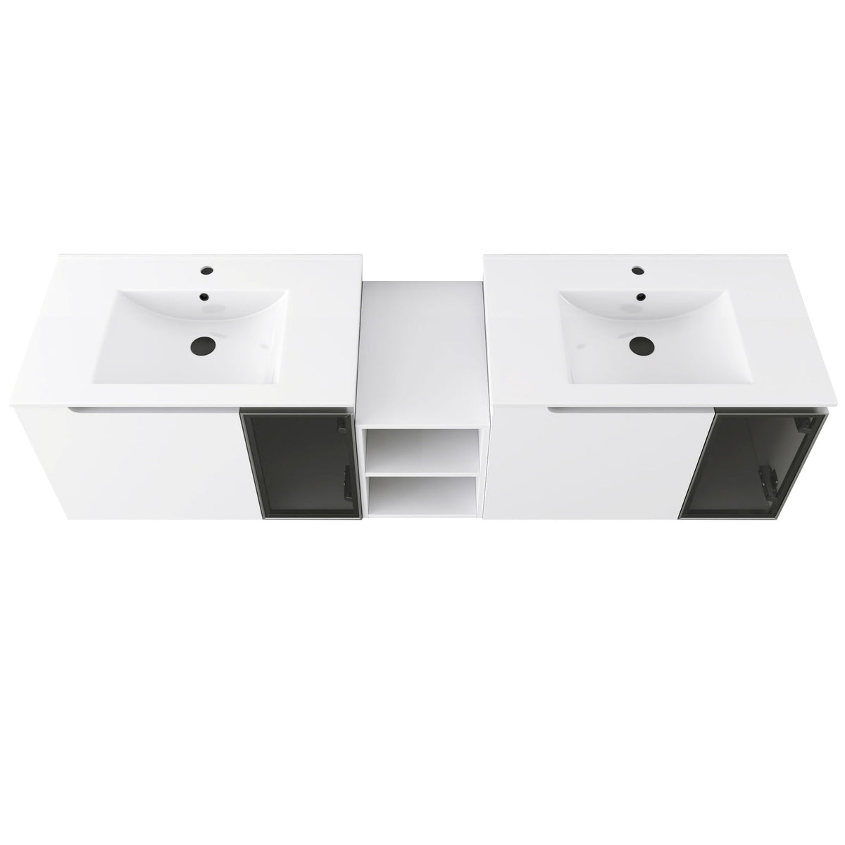 Wall Mounted Bathroom Vanity With Sink, Soft Close Doors, Cabinet & Half Door