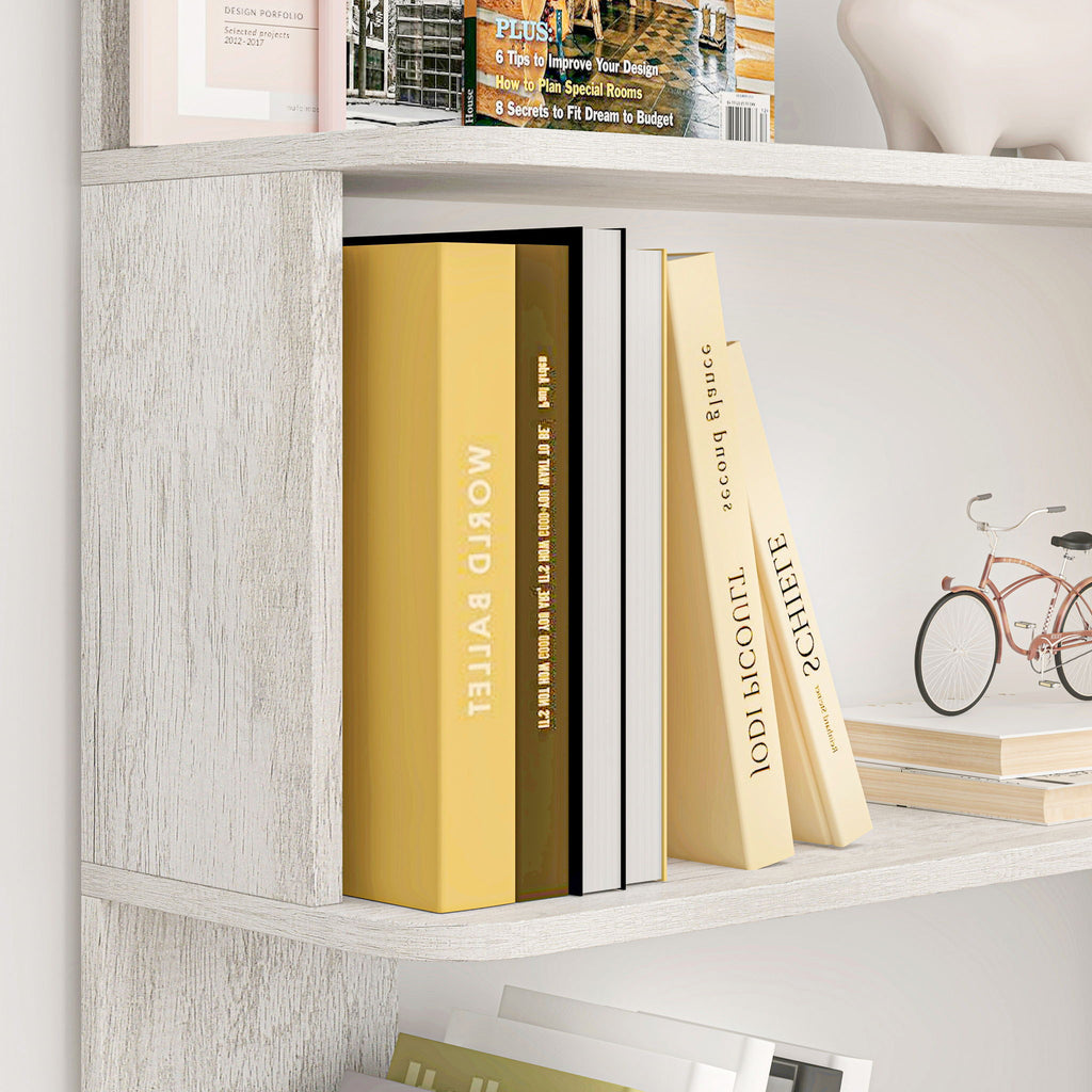 Extended Corner Bookshelf For Living Room - Light Gray