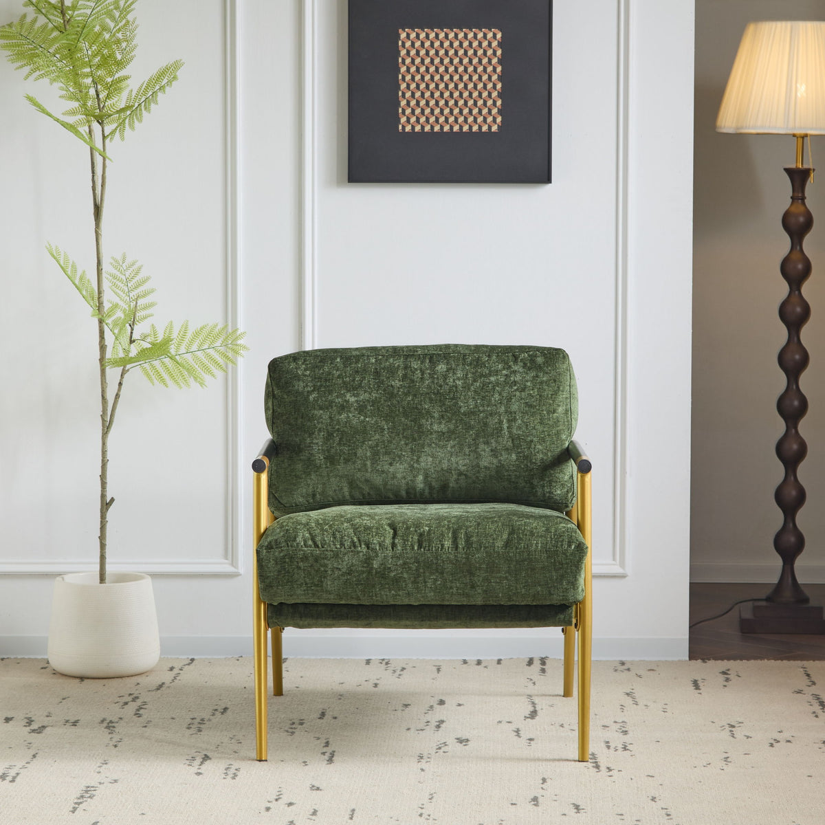Modern Accent Chair With Cushions, Cozy Seating