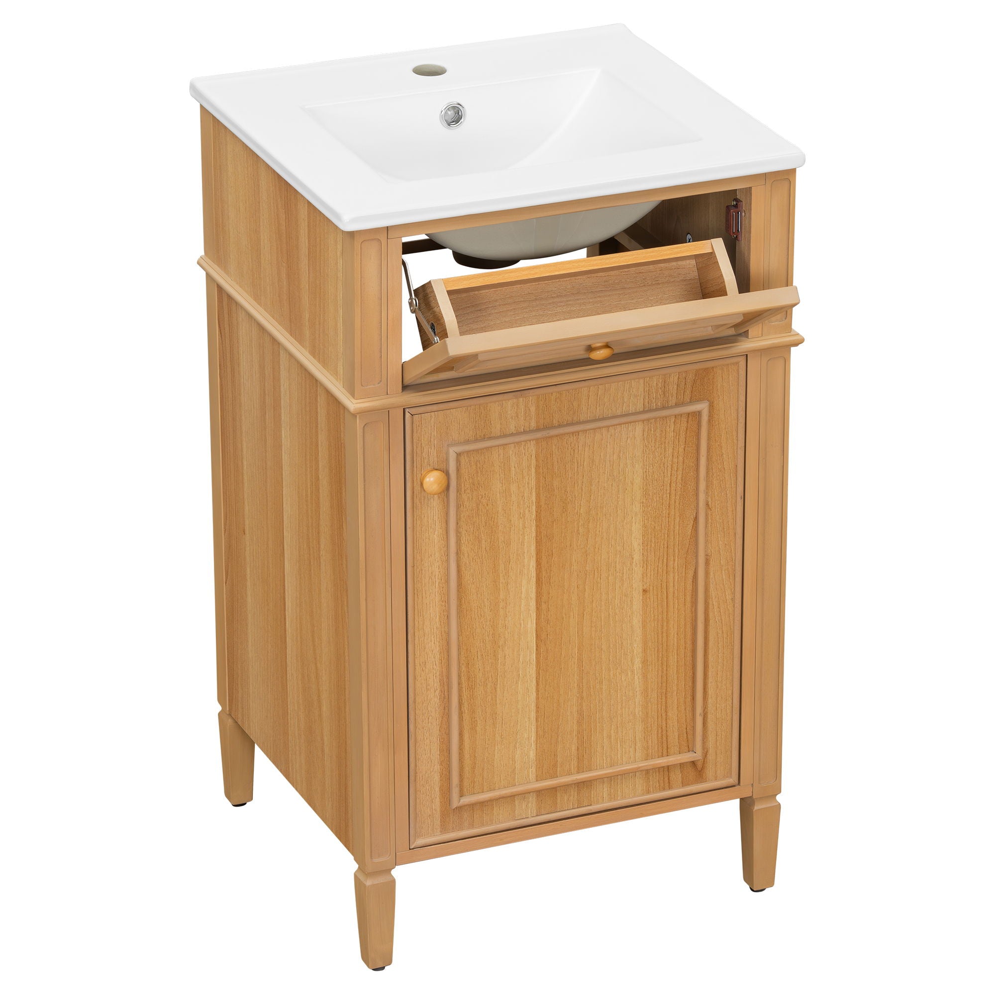 20" Bathroom Vanity With Sink, Adjustable Shelf, Tilt Out Drawer, Freestanding Cabinet - Wood