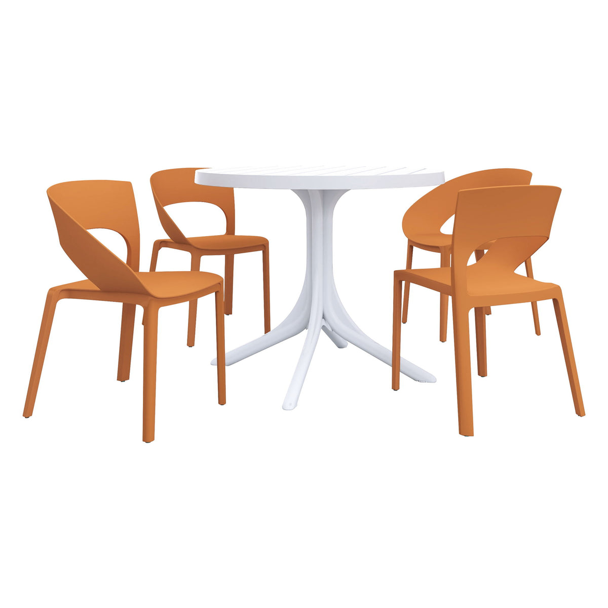 4 Piece Set Of Modern Designed Single Chairs With Round Table