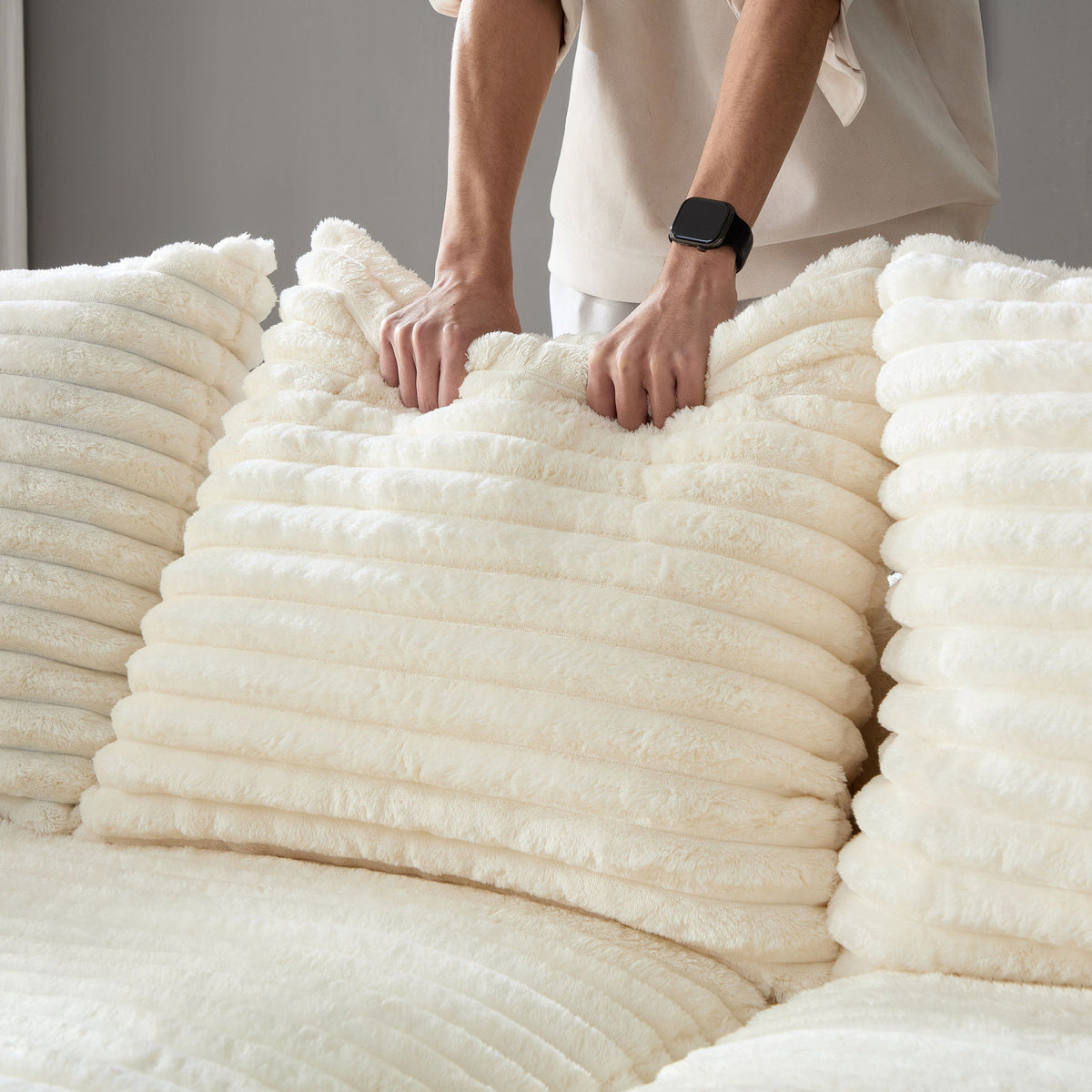 4 Seat Sofa, Modern Comfy Upholstered Sofa Cloud Couch, Deep Seat Couches With Soft Pillows