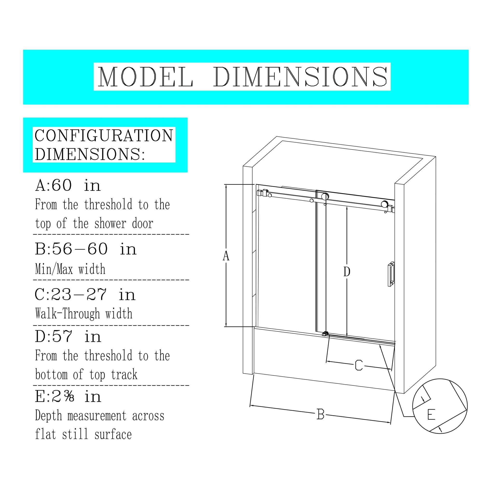 Frameless Single Sliding Shower Door, Sgcc Tempered Glass, Reversible