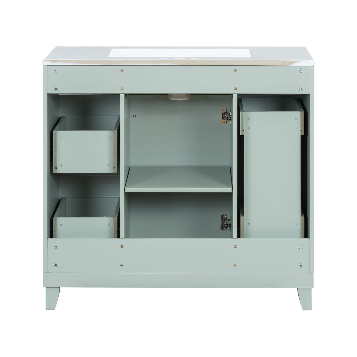 Bathroom Vanity With Ceramic Sink, Soft Close Doors, Adjustable Shelves