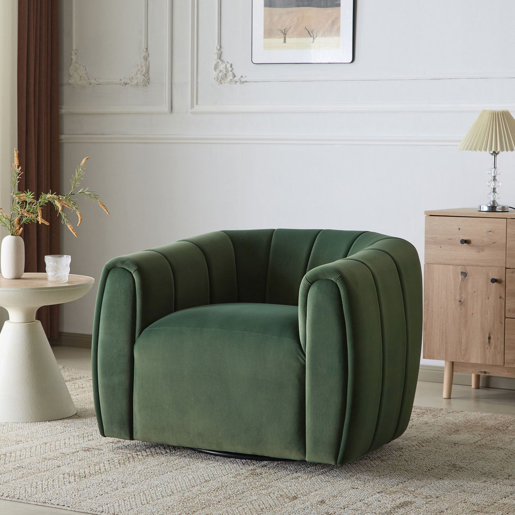 Serenizia - Upholstered Swivel Chair With Channel Tufted