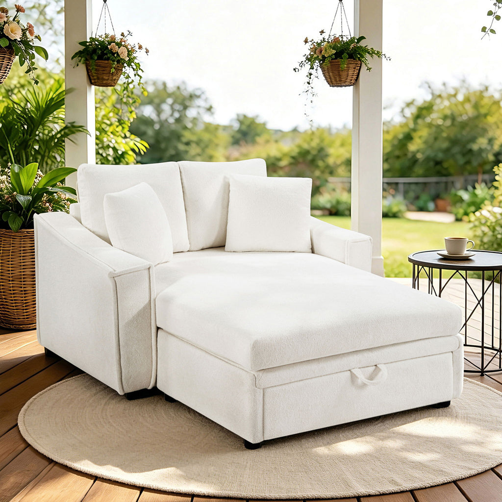 Modern Chaise Sofa With Hidden Storage For Living Room