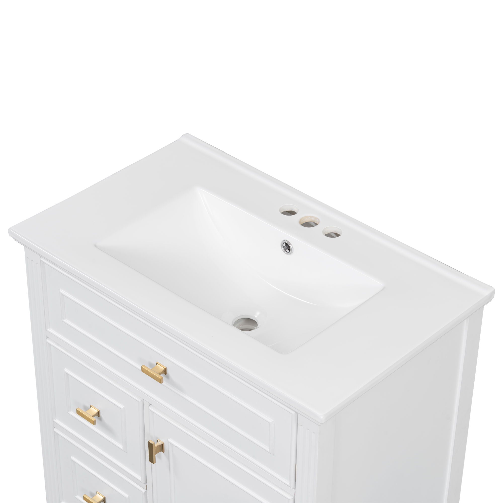 Modern Bathroom Vanity With Sink, 1 Flip Drawer And 2 Drawers, Adjustable Shelf