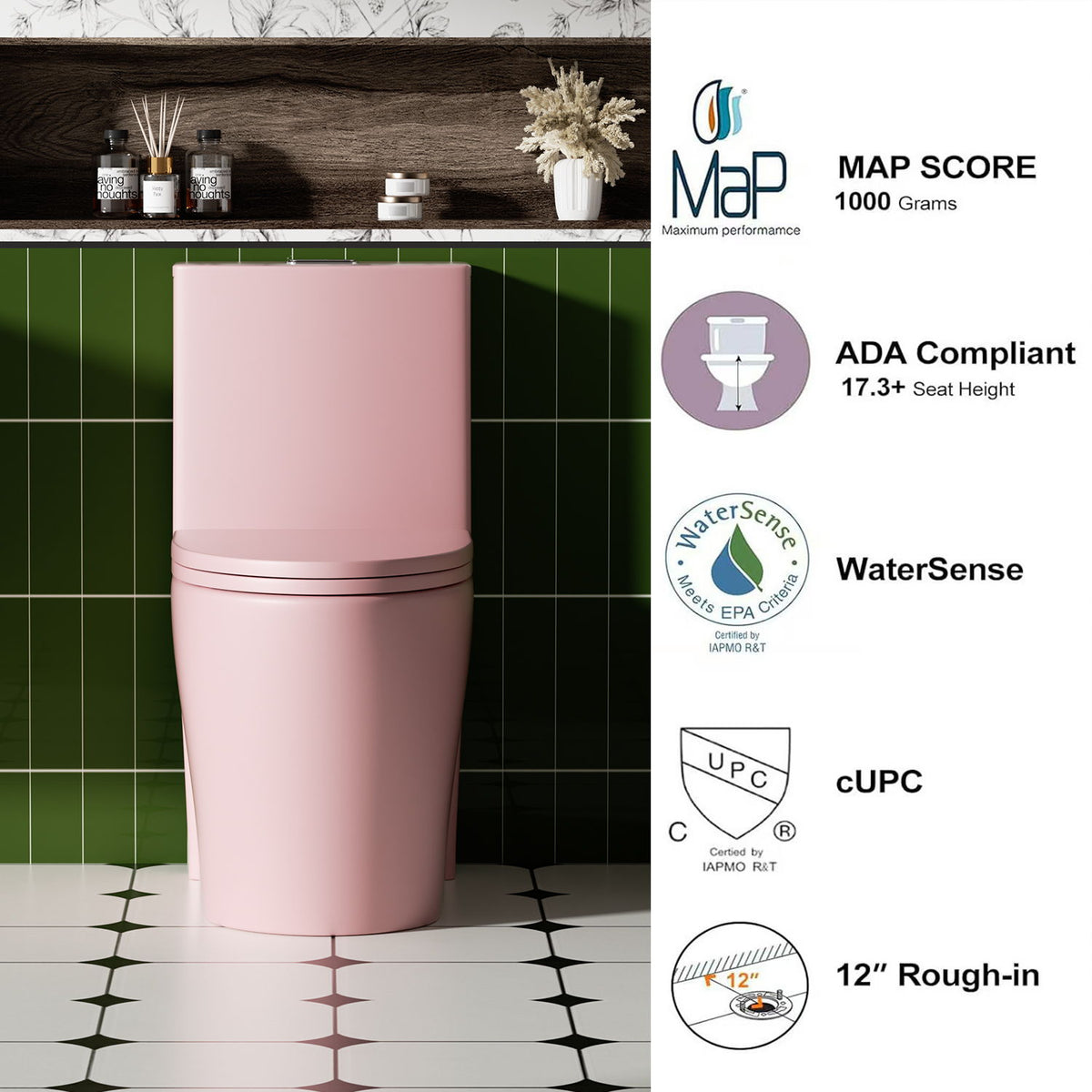 1 Piece Toilet With Tornado Flush, Dual Flush, And ADA Height Comfort Chair